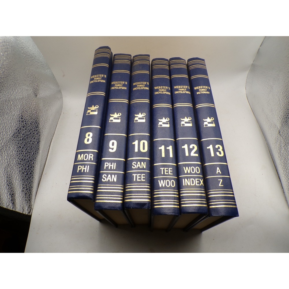 Webster's Family Encyclopedia Dictionary Set Volumes‎ 8-13 Navy Blue Gold 1987